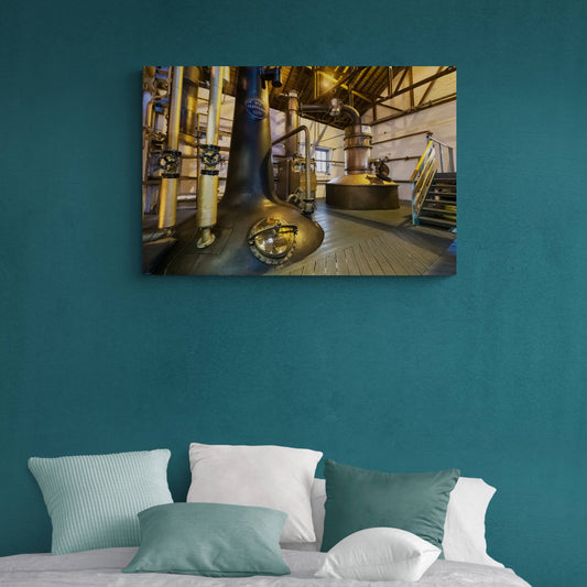 Bruichladdich Still No 1 and Ugly Betty Colour Canvas 36"x24" / White Wrap