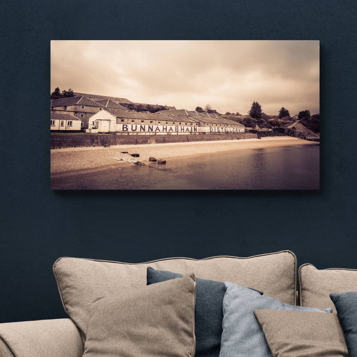 Bunnahabhain Distillery Warehouse Premium Canvas 36"x24" / White Wrap