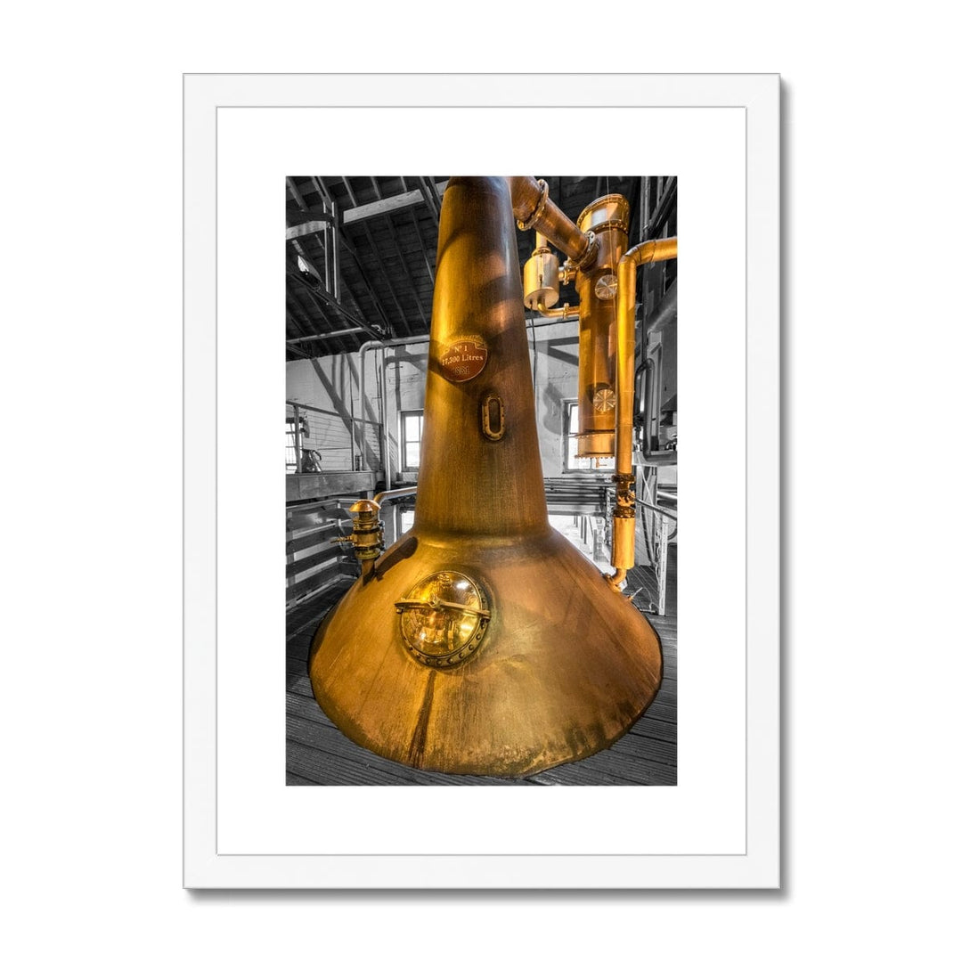 Bruichladdich Still No. 1 Framed & Mounted Print A4 Portrait / White Frame by Wandering Spirits Global