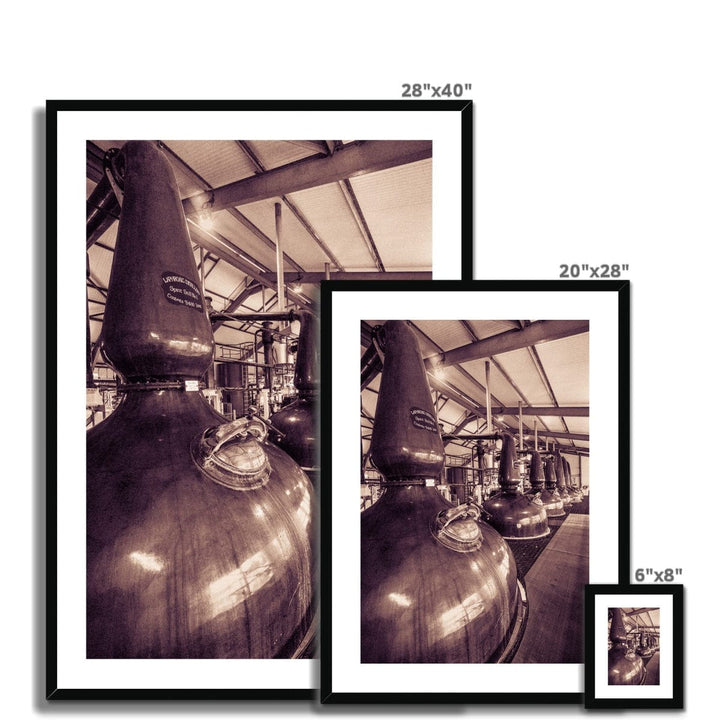 Spirit and Wash Stills Laphroaig Distillery Sepia Toned Framed & Mounted Print by Wandering Spirits Global