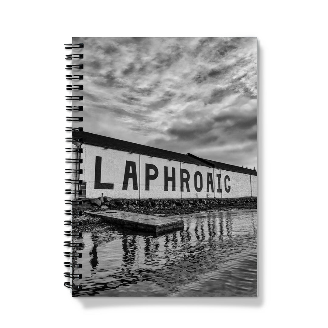 Laphroaig Distillery Islay Black and White Notebook A5 / Graph by Wandering Spirits Global