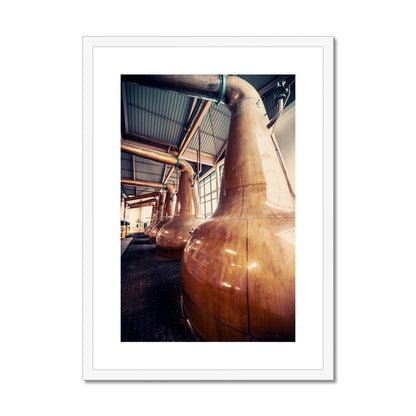 Caol Ila Copper Stills Framed & Mounted Print A2 Portrait / White Frame