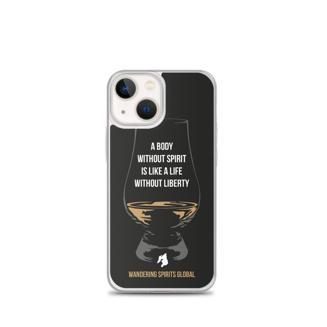A Body Without Spirit Is Like A Life Without Liberty iPhone Flexi Case iPhone 13 mini / Black by Wandering Spirits Global