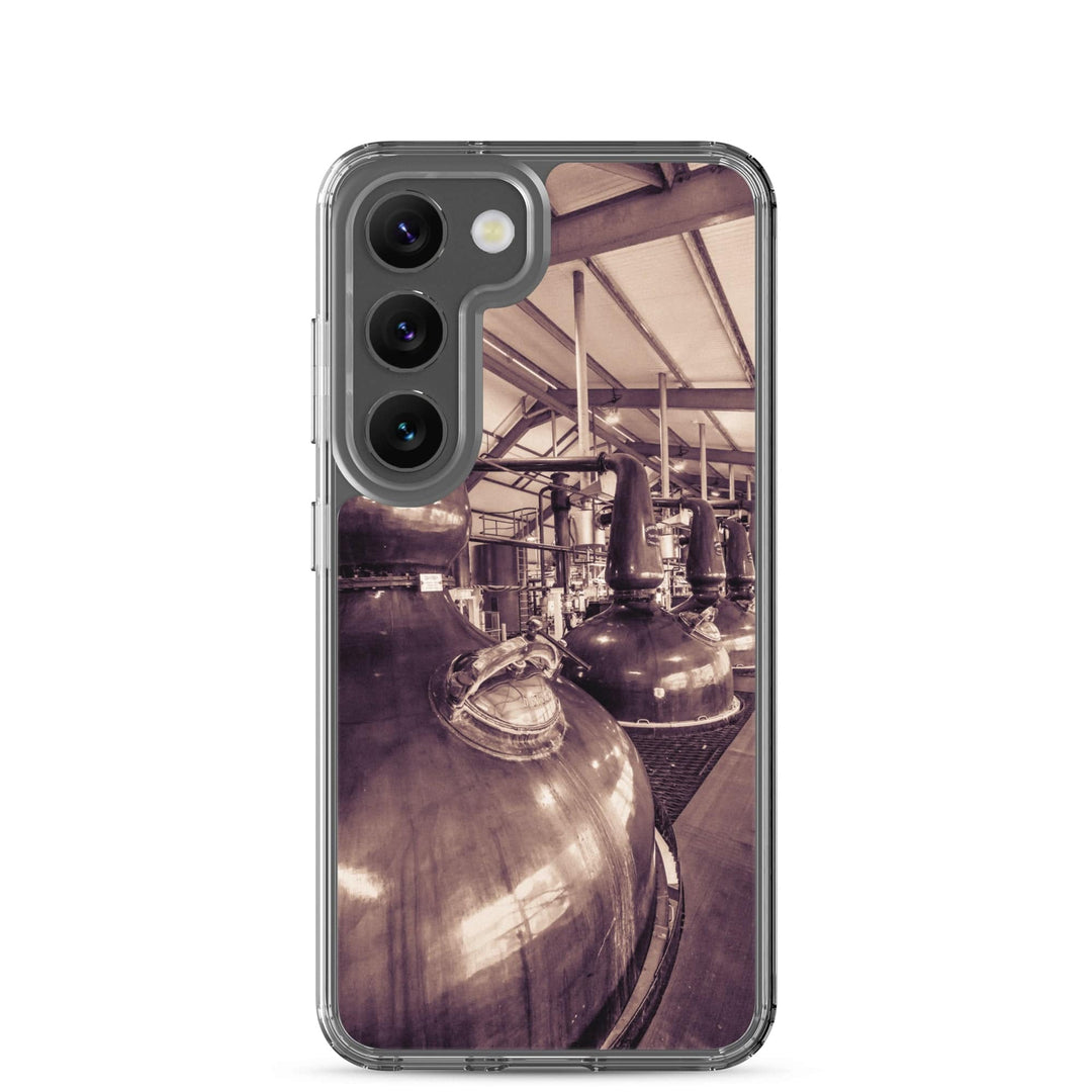 Spirit and Wash Stills Laphroaig Distillery Sepia Toned Samsung Flexi Case Samsung Galaxy S23 by Wandering Spirits Global