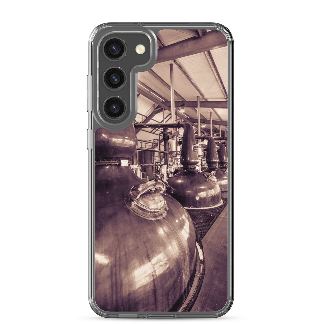 Spirit and Wash Stills Laphroaig Distillery Sepia Toned Samsung Flexi Case Samsung Galaxy S23 Plus by Wandering Spirits Global