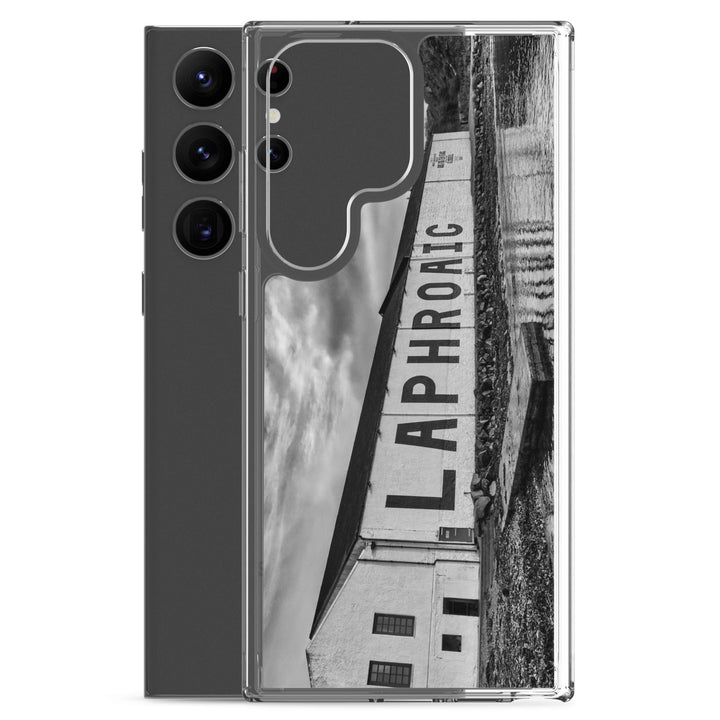 Laphroaig Distillery Warehouse Black and White Samsung Flexi Case by Wandering Spirits Global