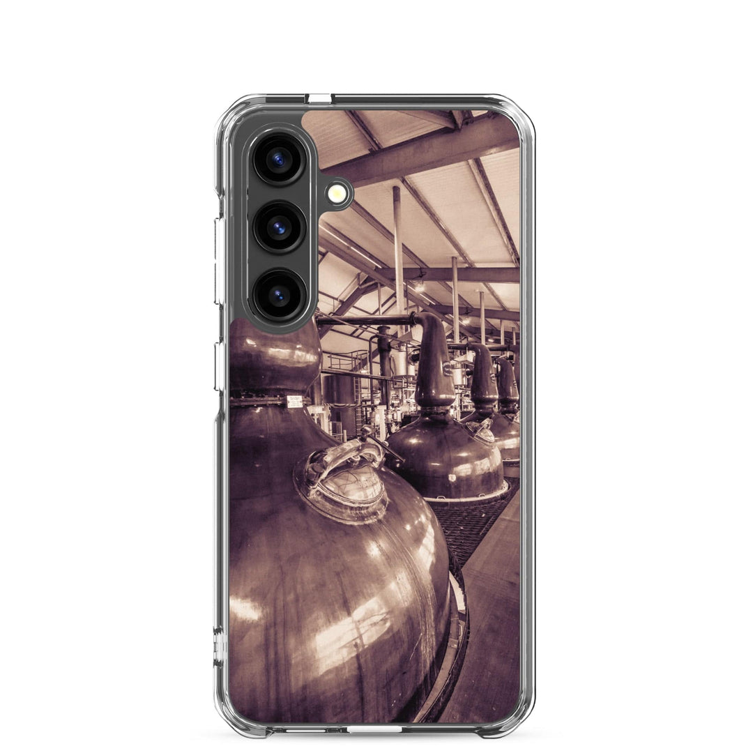 Spirit and Wash Stills Laphroaig Distillery Sepia Toned Samsung Flexi Case Samsung Galaxy S24 by Wandering Spirits Global