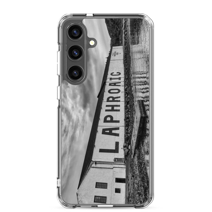 Laphroaig Distillery Warehouse Black and White Samsung Flexi Case Samsung Galaxy S24 Plus by Wandering Spirits Global