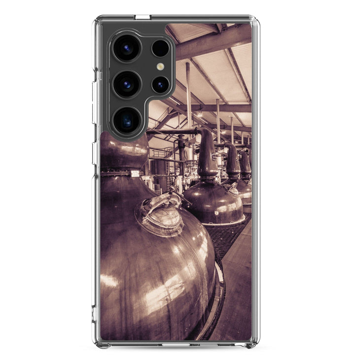 Spirit and Wash Stills Laphroaig Distillery Sepia Toned Samsung Flexi Case Samsung Galaxy S24 Ultra by Wandering Spirits Global