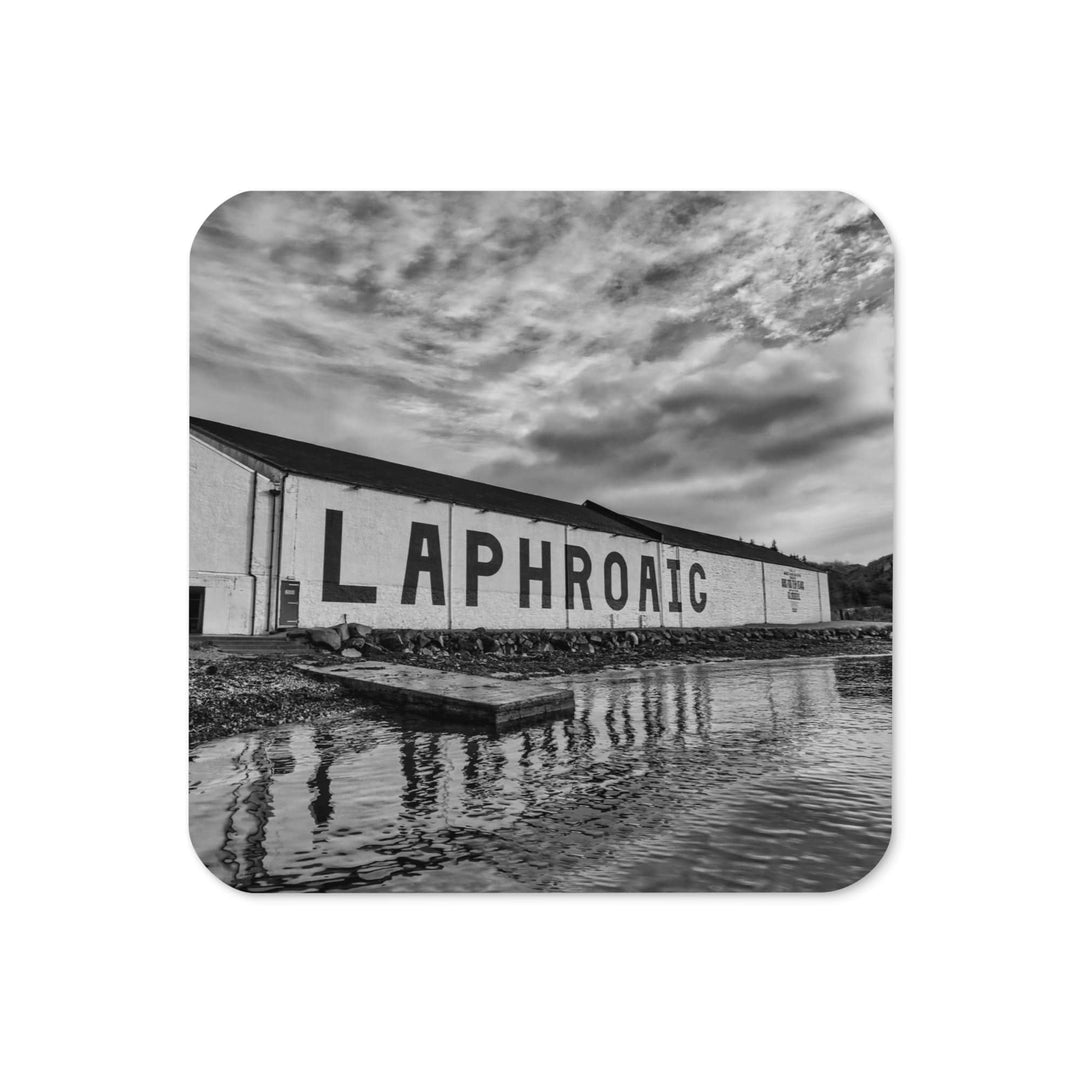 Laphroaig Distillery Black and White Drink Coaster by Wandering Spirits Global