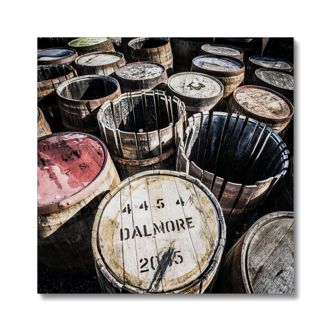 Dalmore Distillery Casks Premium Canvas 16"x16" / White Wrap by Wandering Spirits Global