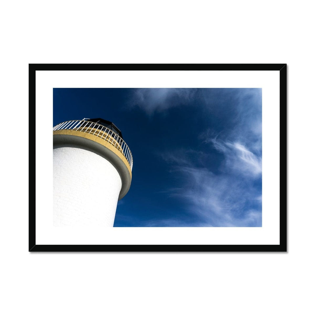 Port Charlotte Lighthouse Framed & Mounted Print 28"x20" / Black Frame by Wandering Spirits Global