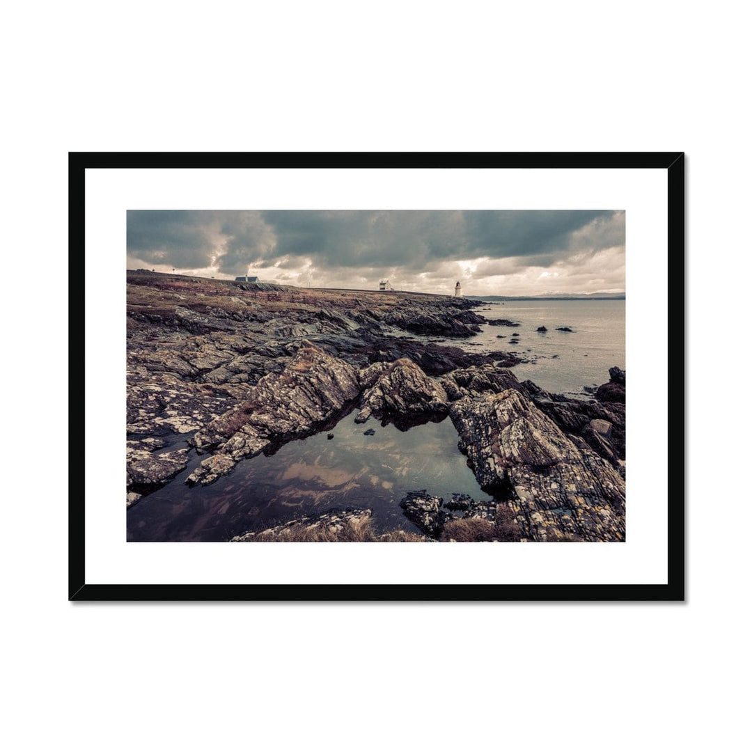 Loch Indaal Islay Winter Framed & Mounted Print 28"x20" / Black Frame by Wandering Spirits Global