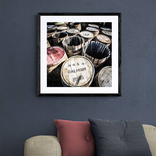 Dalmore Distillery Casks Framed & Mounted Print 20"x20" / Black Frame