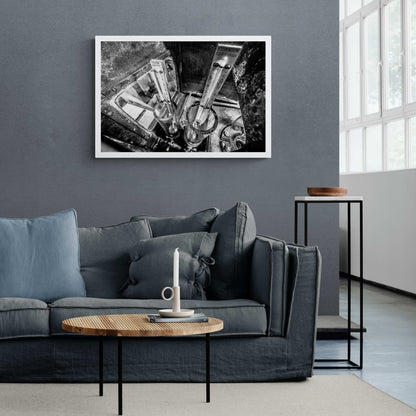 Distilling Thermometers Laphroaig Black and White Hahnemühle Photo Rag Print 30"x20" by Wandering Spirits Global