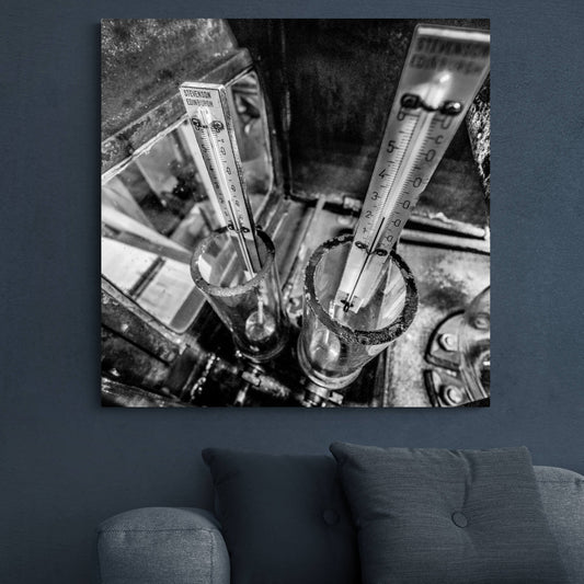 Distilling Thermometers Laphroaig Black & White Canvas 32"x32" / White Wrap