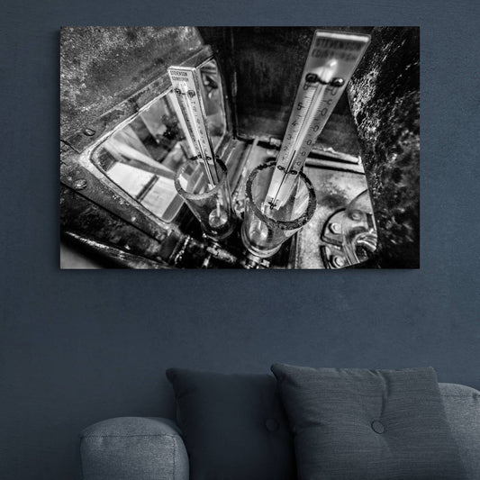 Distilling Thermometers Laphroaig Black & White Canvas 36"x24" / White Wrap