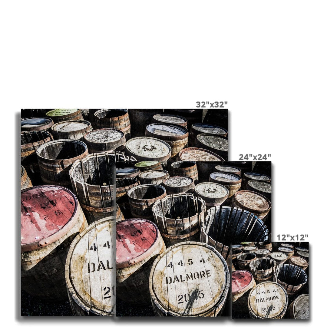 Dalmore Distillery Casks Premium Canvas 12"x12" / White Wrap by Wandering Spirits Global