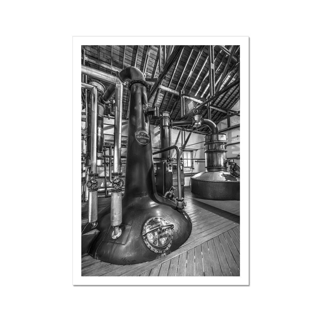 Bruichladdich No. 1 Still & Ugly Betty Black & White Hahnemühle Photo Rag Print A5 Portrait by Wandering Spirits Global