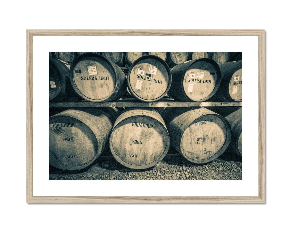 Edradour and Ballechin Casks Framed & Mounted Print 28"x20" / Natural Frame by Wandering Spirits Global