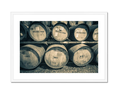 Edradour and Ballechin Casks Framed & Mounted Print 28"x20" / White Frame by Wandering Spirits Global
