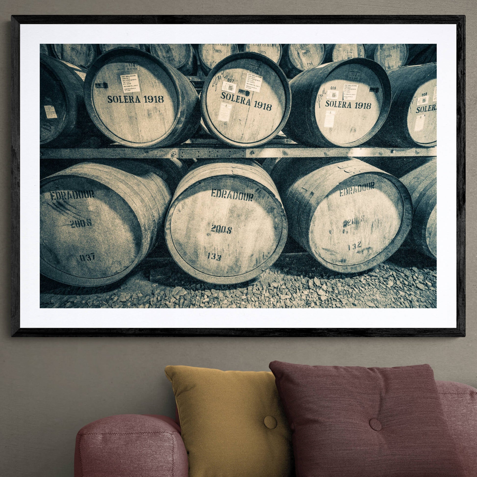 Edradour and Ballechin Casks Framed & Mounted Print 40"x28" / Black Frame