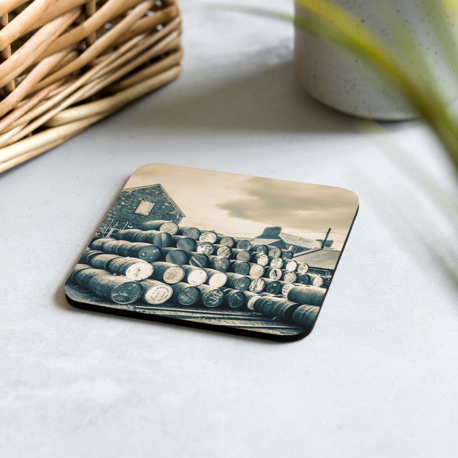 Empty Glengyle Casks Golden Toned Drink Coaster by Wandering Spirits Global
