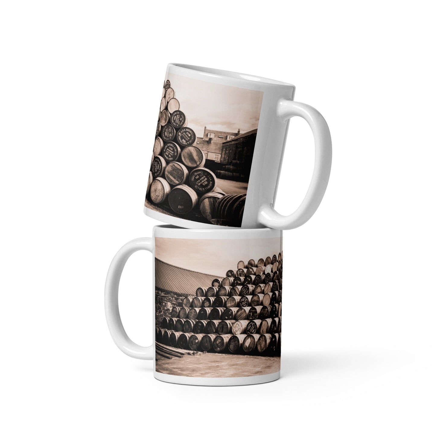 Empty Glengyle Casks Sepia Toned Mugs by Wandering Spirits Global