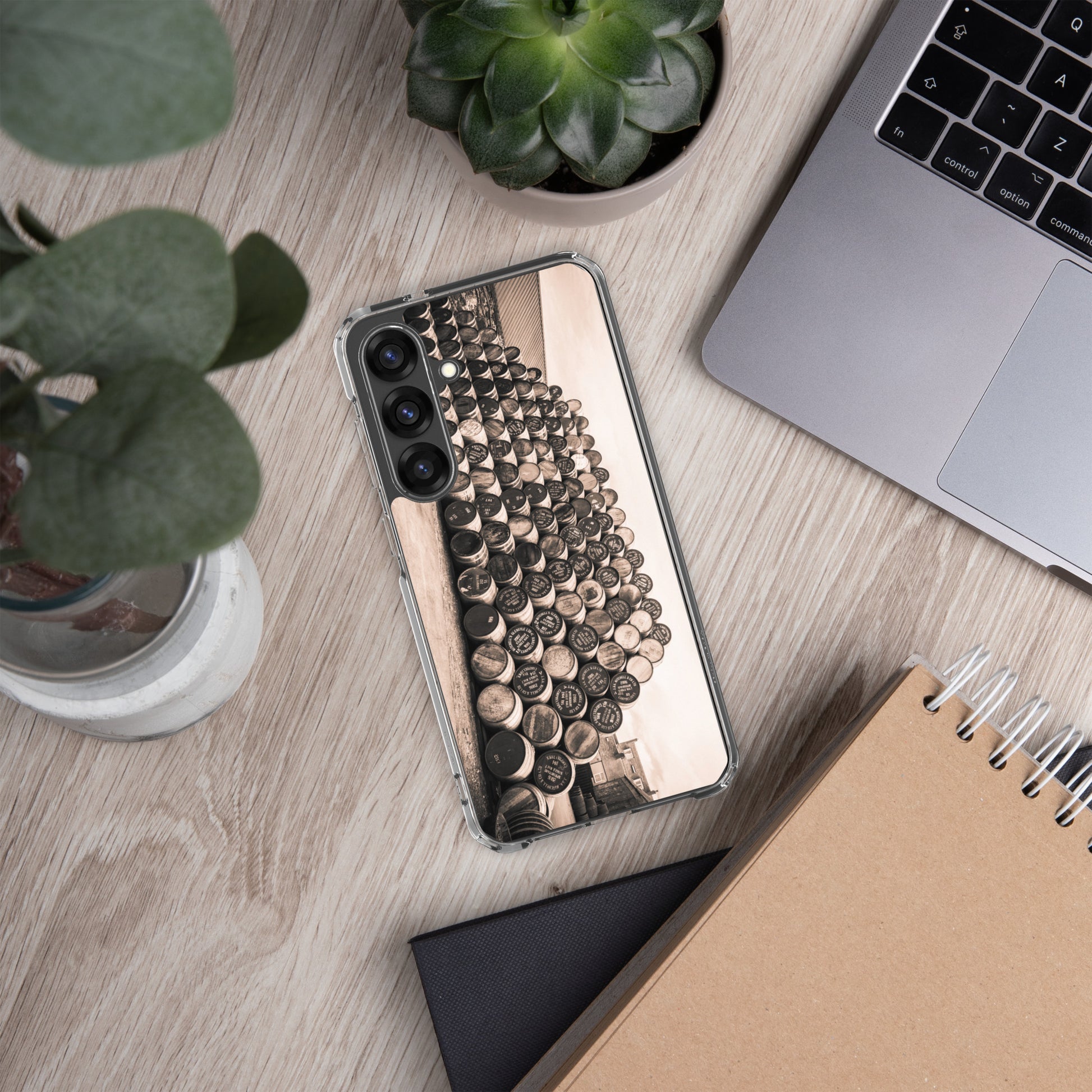 Empty Glengyle Casks Sepia Toned Samsung Clear Case Samsung Galaxy S25 Plus