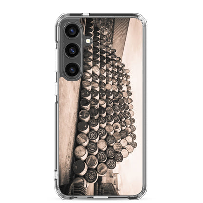 Empty Glengyle Casks Sepia Toned  Samsung Flexi Case Samsung Galaxy S24 Plus by Wandering Spirits Global