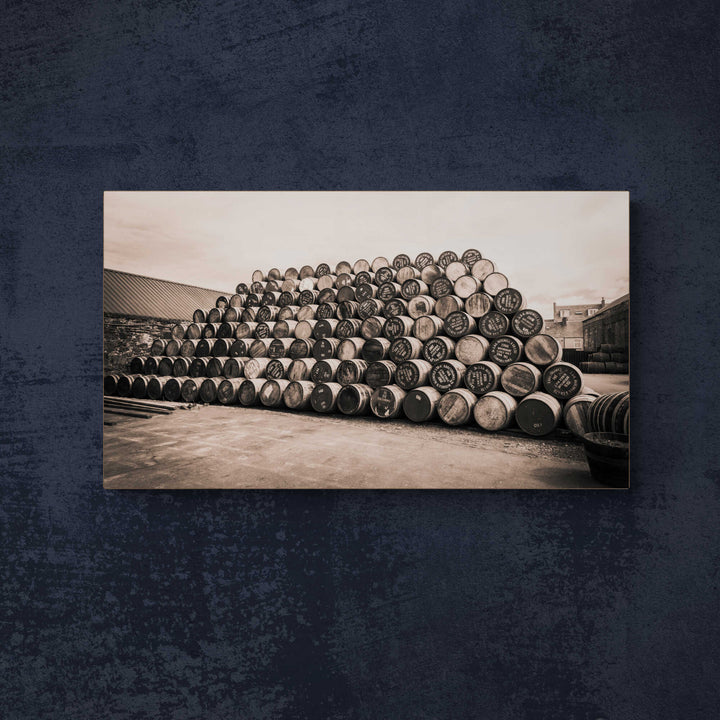 Empty Glengyle Casks Sepia Toned C-Type Print by Wandering Spirits Global