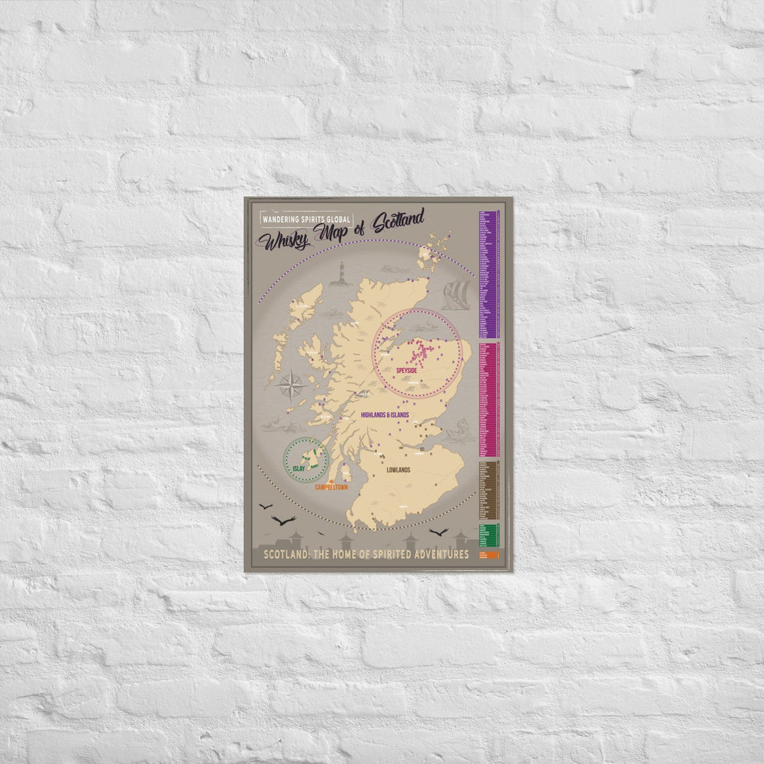 Scotland Distillery Map Art Poster Print 50×70 cm by Wandering Spirits Global