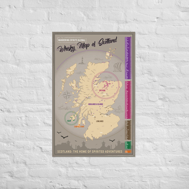 Scotland Distillery Map Art Poster Print 61×91 cm by Wandering Spirits Global