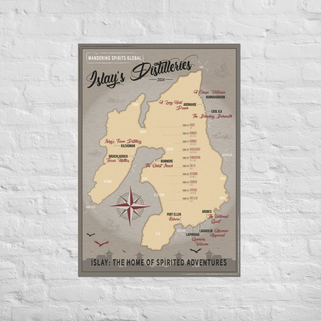 Islay Distilleries Map Dark Toned Art Paper Poster 70×100 cm by Wandering Spirits Global