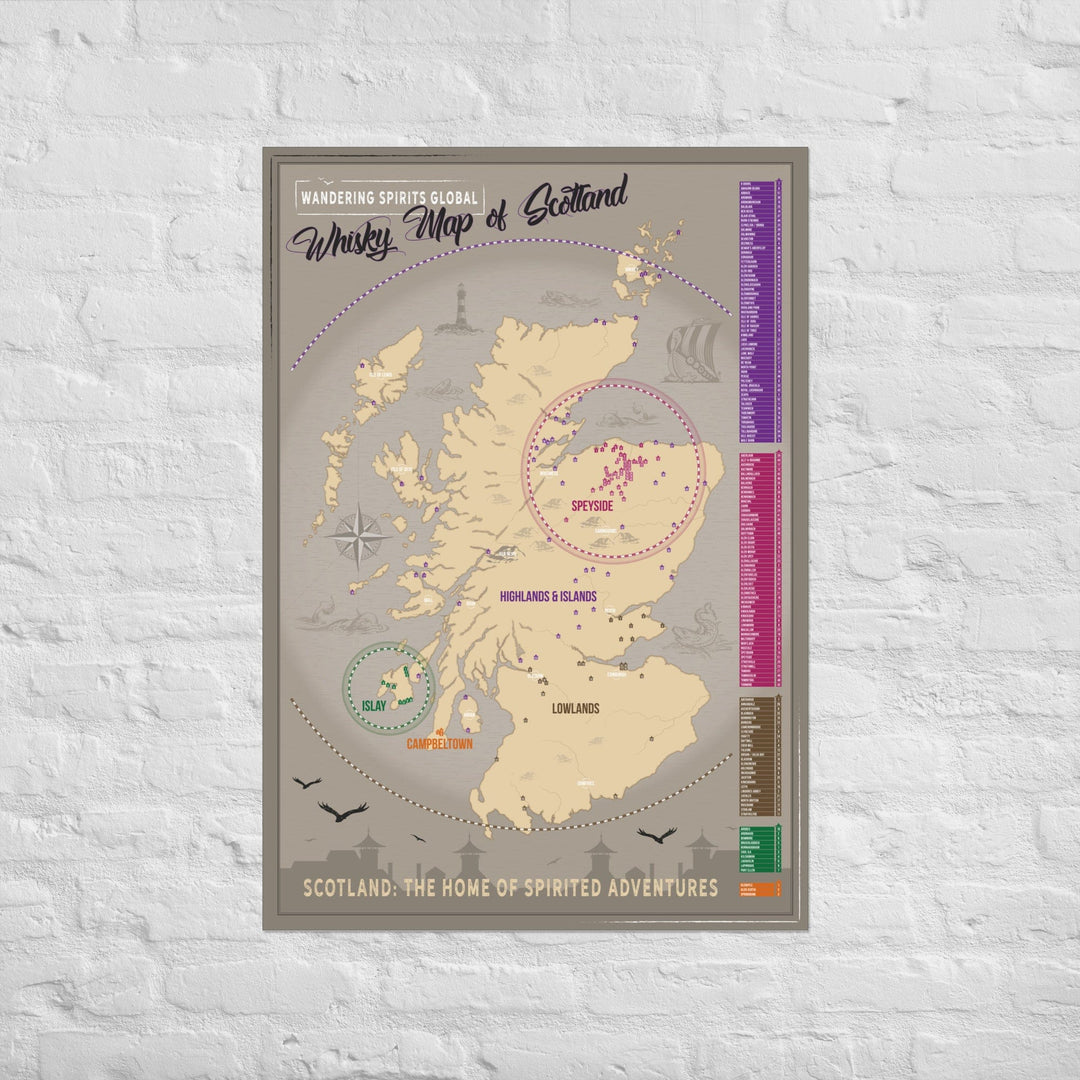 Scotland Distillery Map Art Poster Print 70×100 cm by Wandering Spirits Global