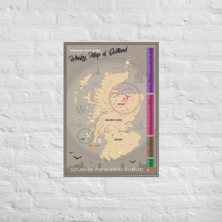 Scotland Distillery Map Art Poster Print A1 (59.4×84.1 cm) by Wandering Spirits Global