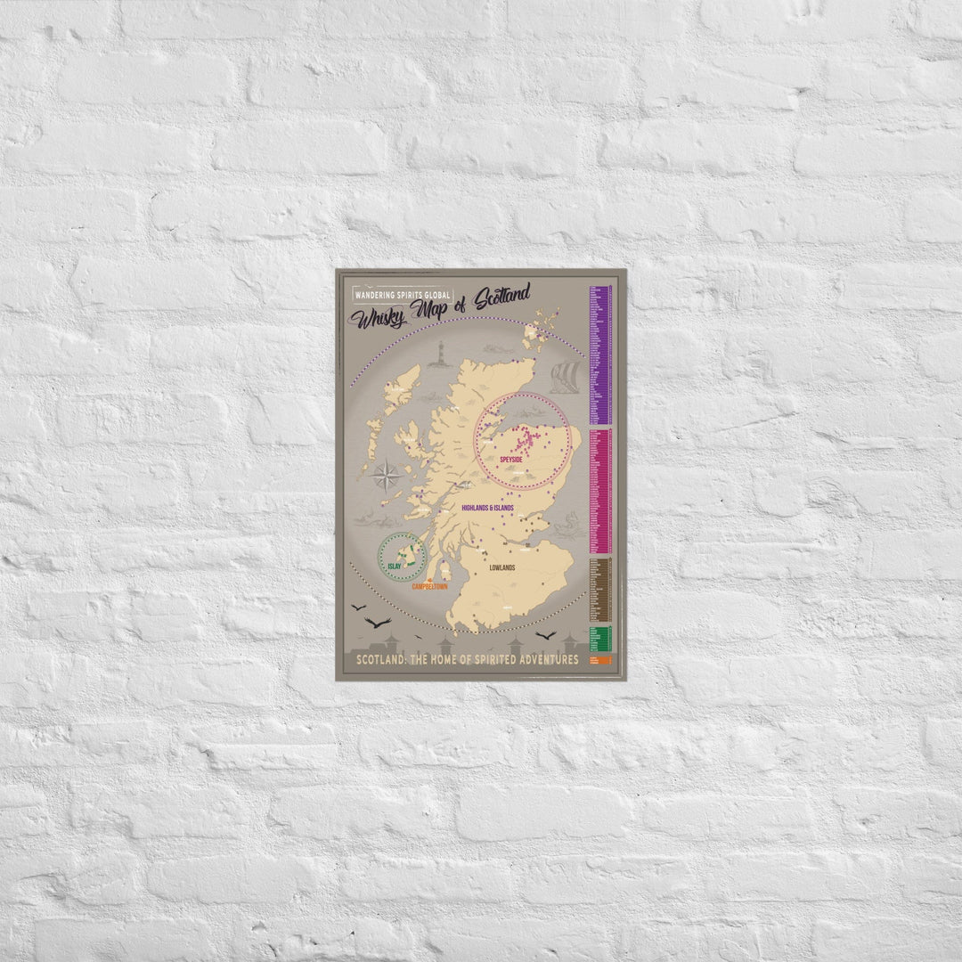 Scotland Distillery Map Art Poster Print A2 (42×59.4 cm) by Wandering Spirits Global