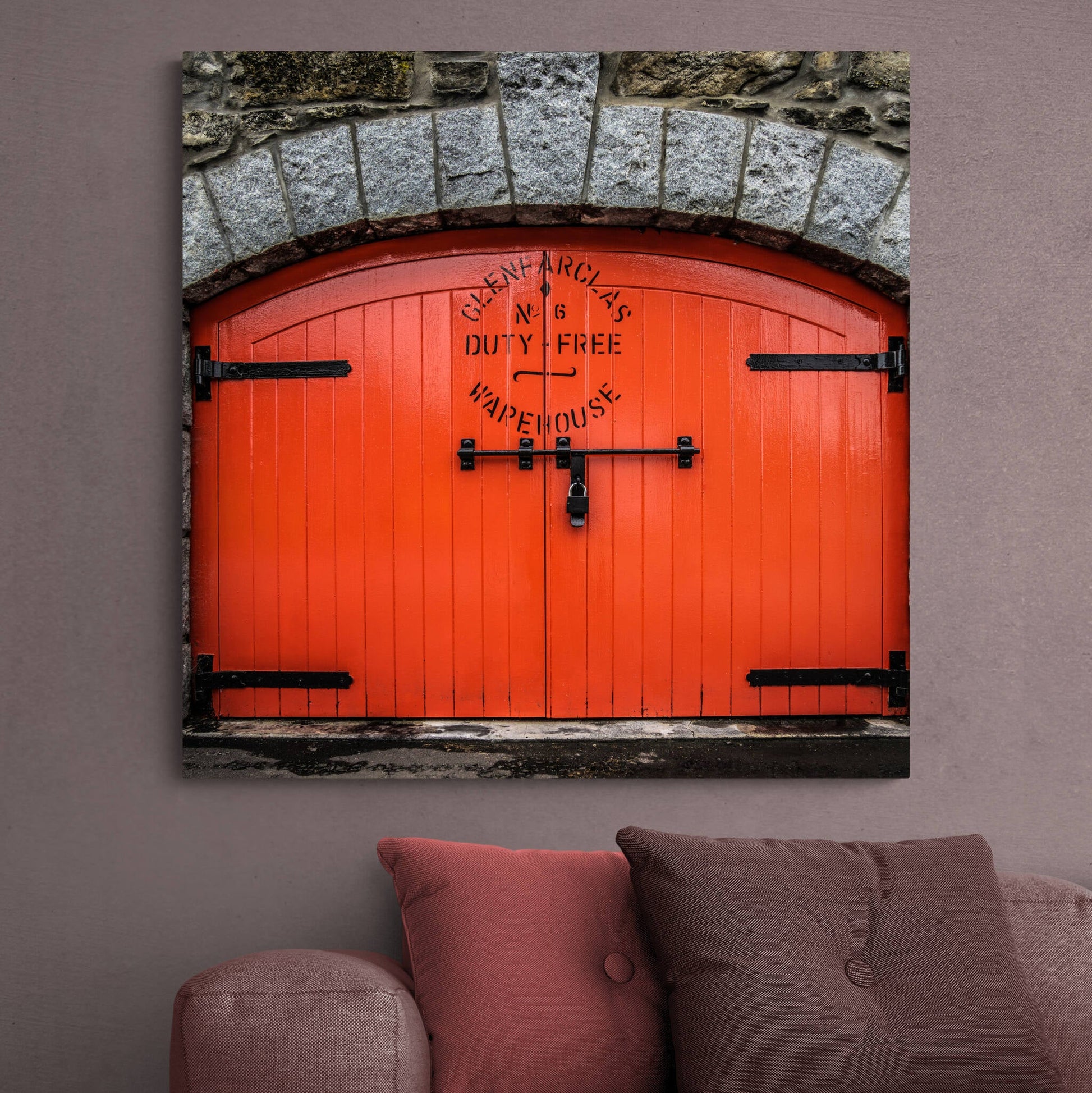 Glenfarclas Distillery Warehouse 6 Premium Canvas 32"x32" / White Wrap