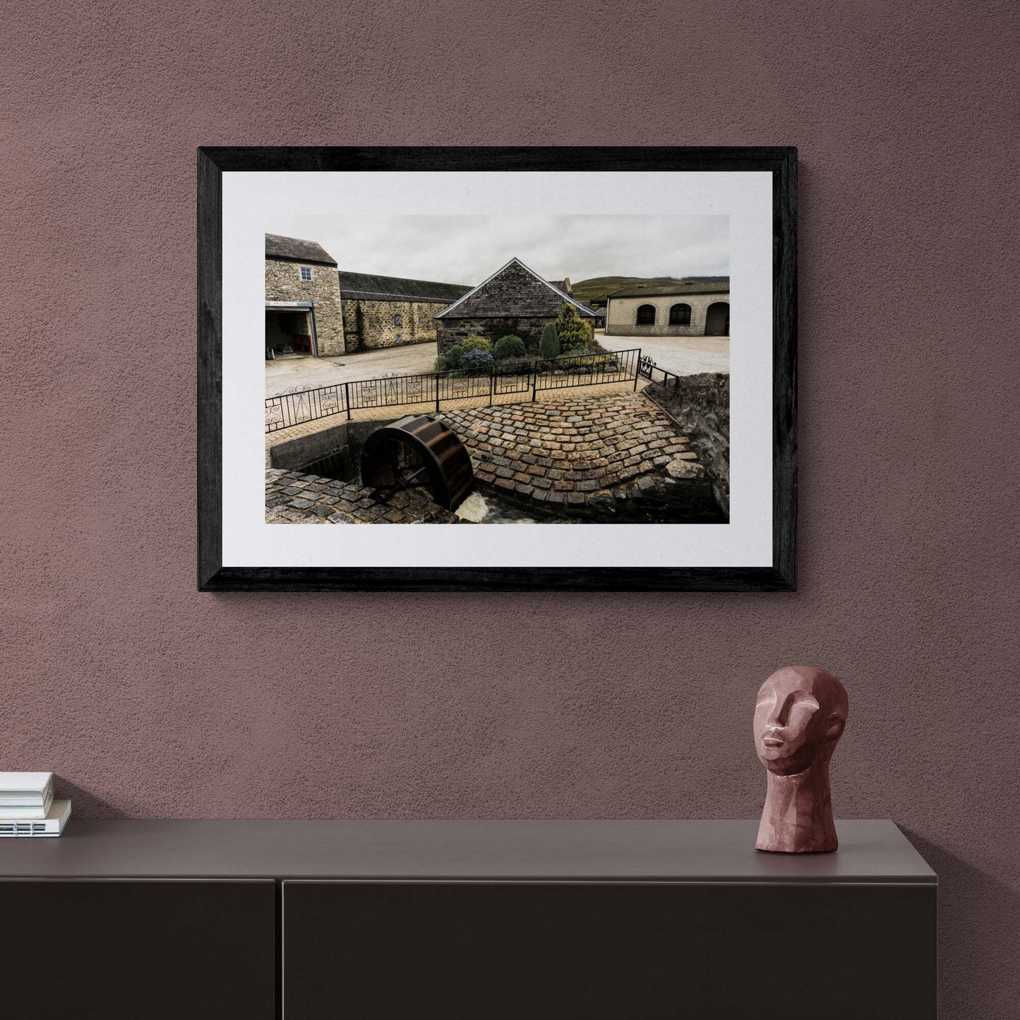 Glenfarclas Waterwheel Framed & Mounted Print A2 Landscape / Black Frame
