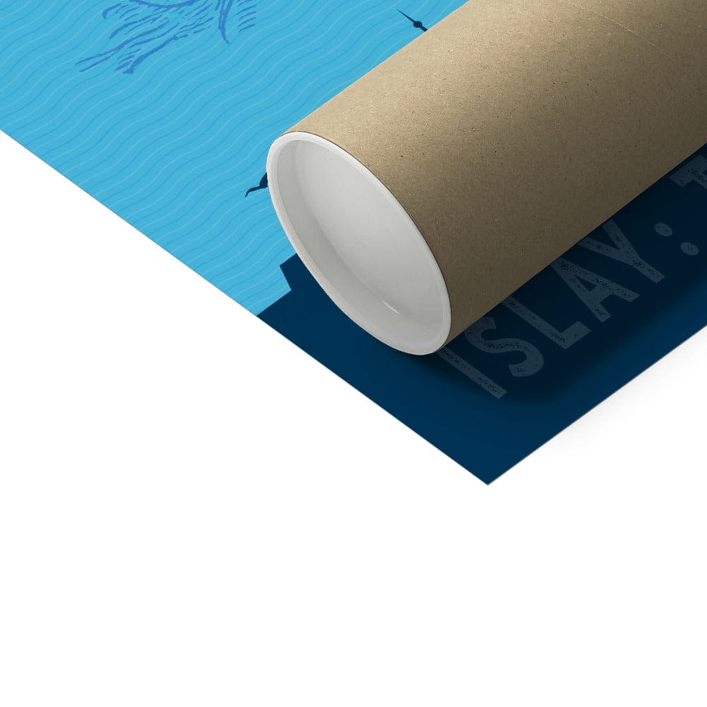 Islay Distillery Map Blue Toned Hahnemühle German Etching Print by Wandering Spirits Global