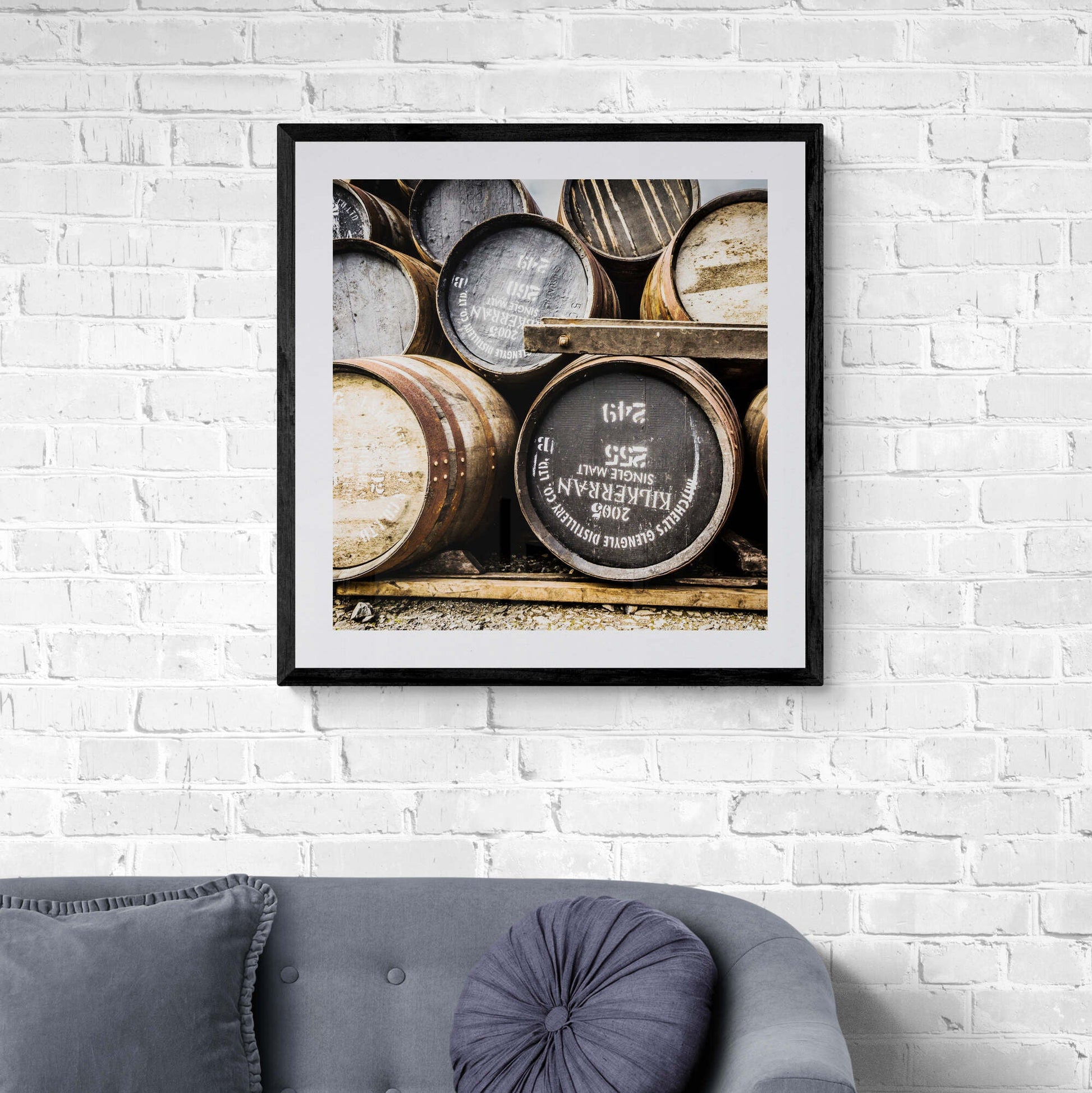 Kilkerran Casks Colour Framed & Mounted Print 28"x28" / Black Frame