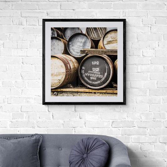 Kilkerran Casks Colour Framed & Mounted Print 28"x28" / Black Frame
