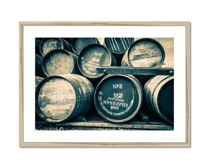 Kilkerran Casks Framed & Mounted Print 28"x20" / Natural Frame by Wandering Spirits Global