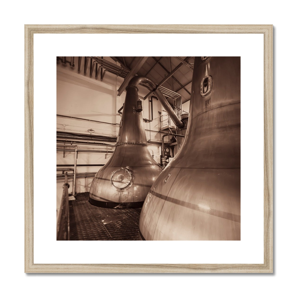 Lagavulin Wash Stills Framed & Mounted Print 20"x20" / Natural Frame