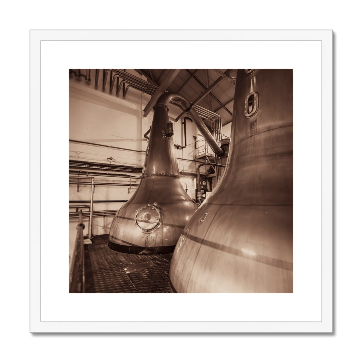 Lagavulin Wash Stills Framed & Mounted Print 20"x20" / White Frame