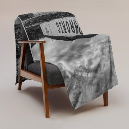 Laphroaig Distillery Black and White Throw Blanket by Wandering Spirits Global