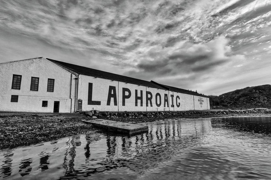 Laphroaig Distillery Islay Black and White C-Type Print by Wandering Spirits Global