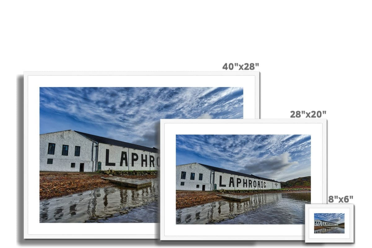 Laphroaig Distillery Warehouse Full Colour Framed & Mounted Print by Wandering Spirits Global