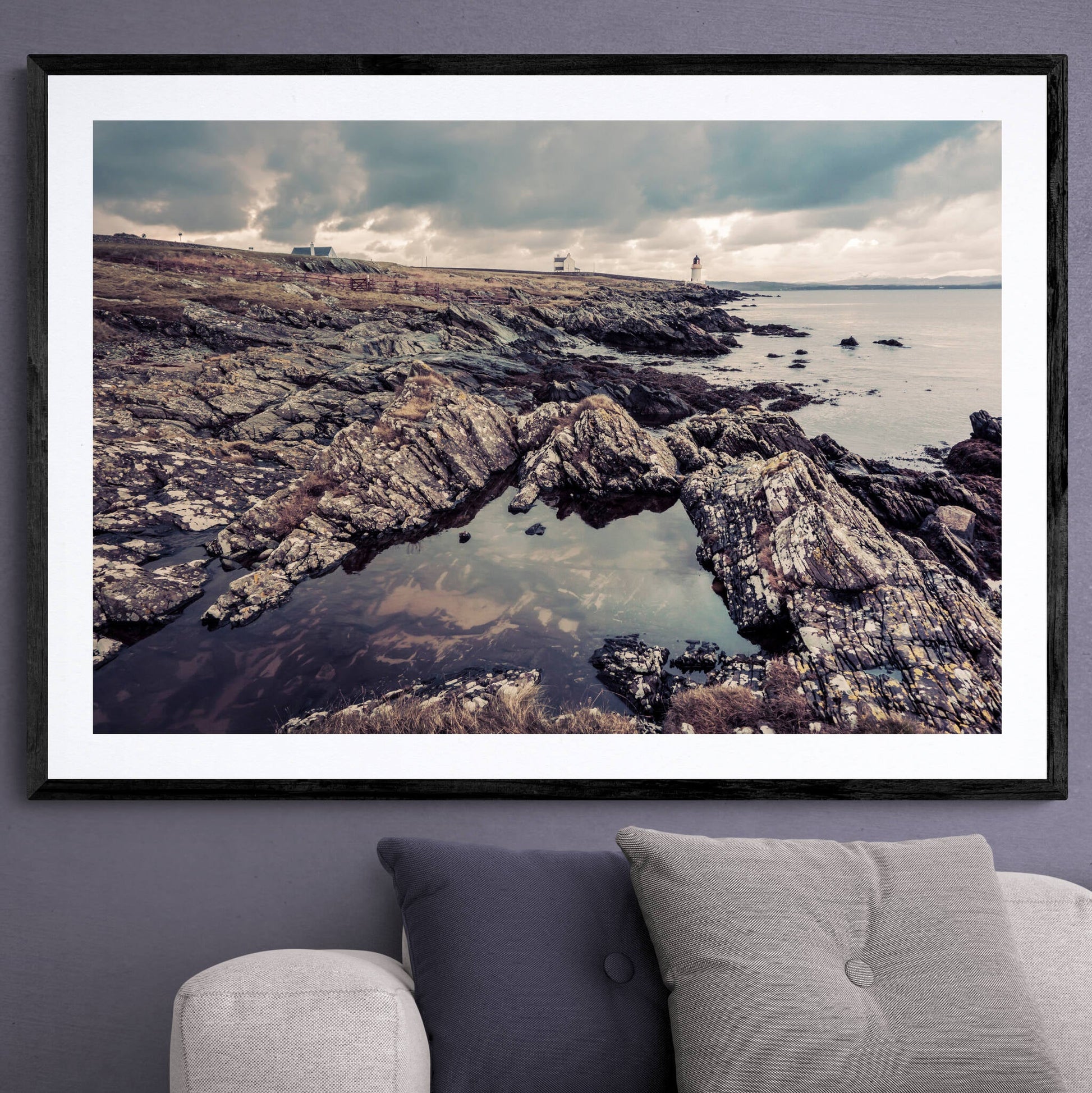 Loch Indaal Islay Winter Framed & Mounted Print 40"x28" / Black Frame