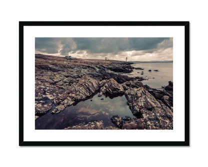Loch Indaal Islay Winter Framed & Mounted Print 28"x20" / Black Frame by Wandering Spirits Global